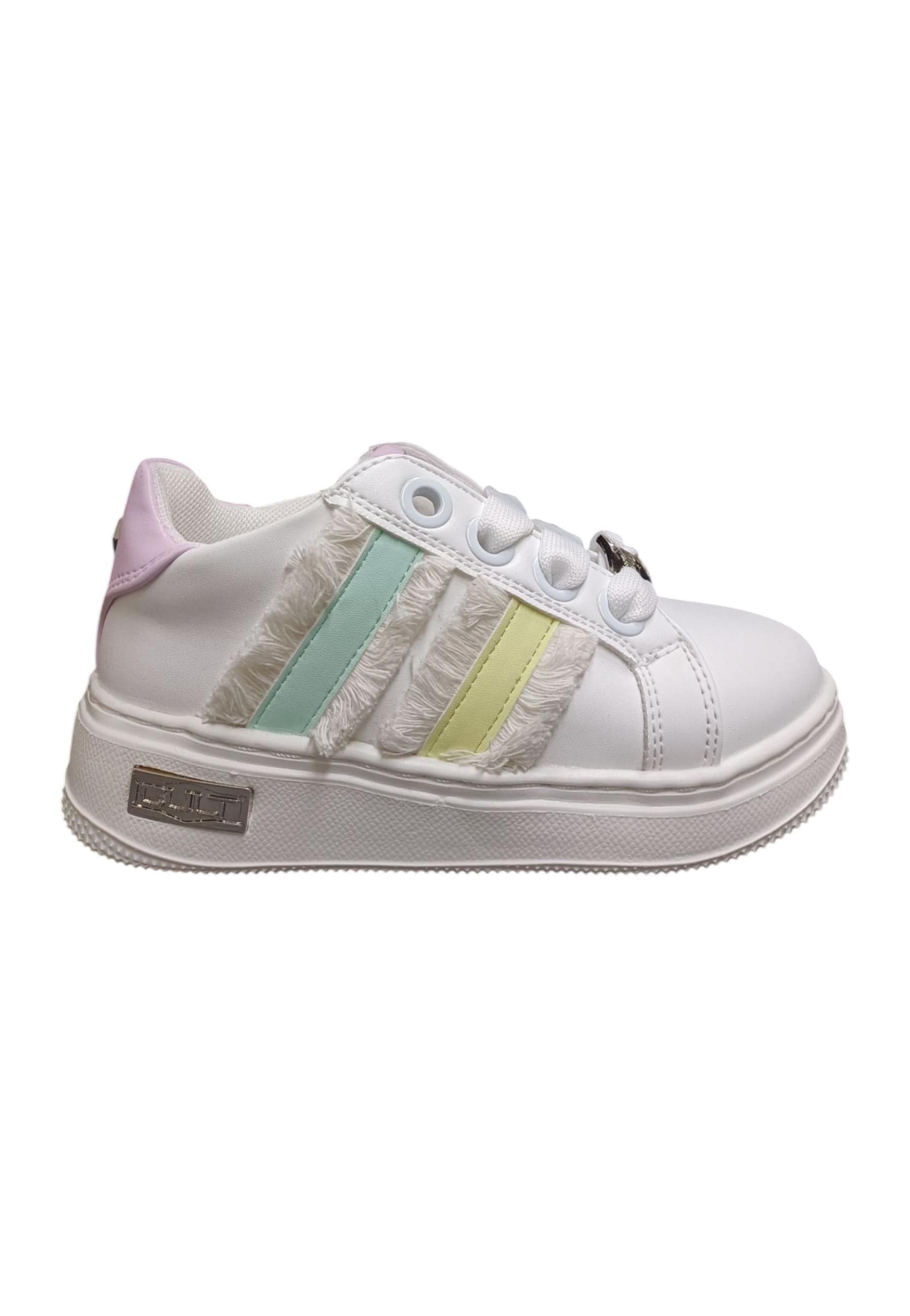 Scarpe sneakers Bambine e ragazze cult william  bianco-giallo-verde-rosa laccio