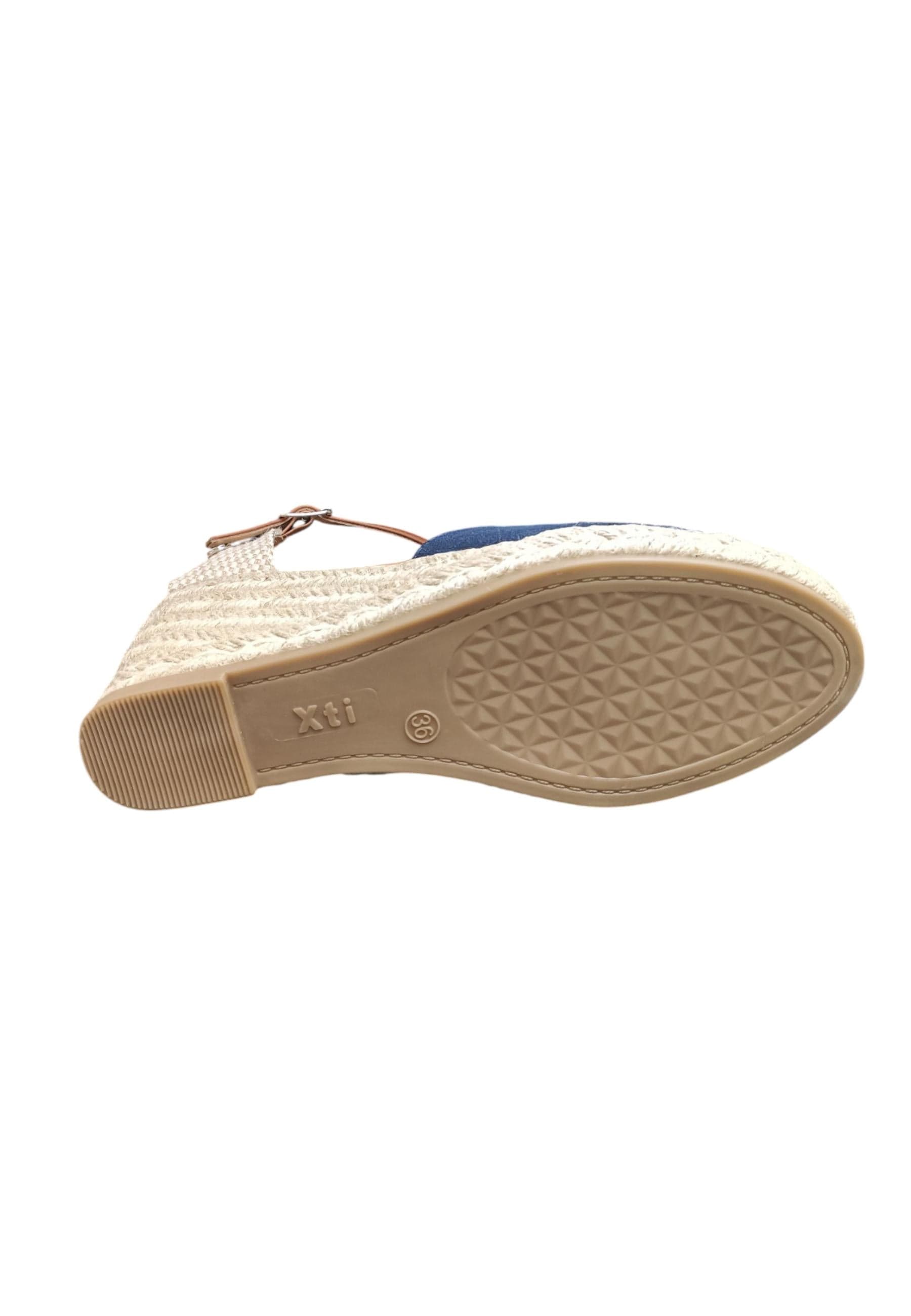 Espadrillas donna XTI Zapato Cuna blue cuoio zeppa laccio summer style - 5