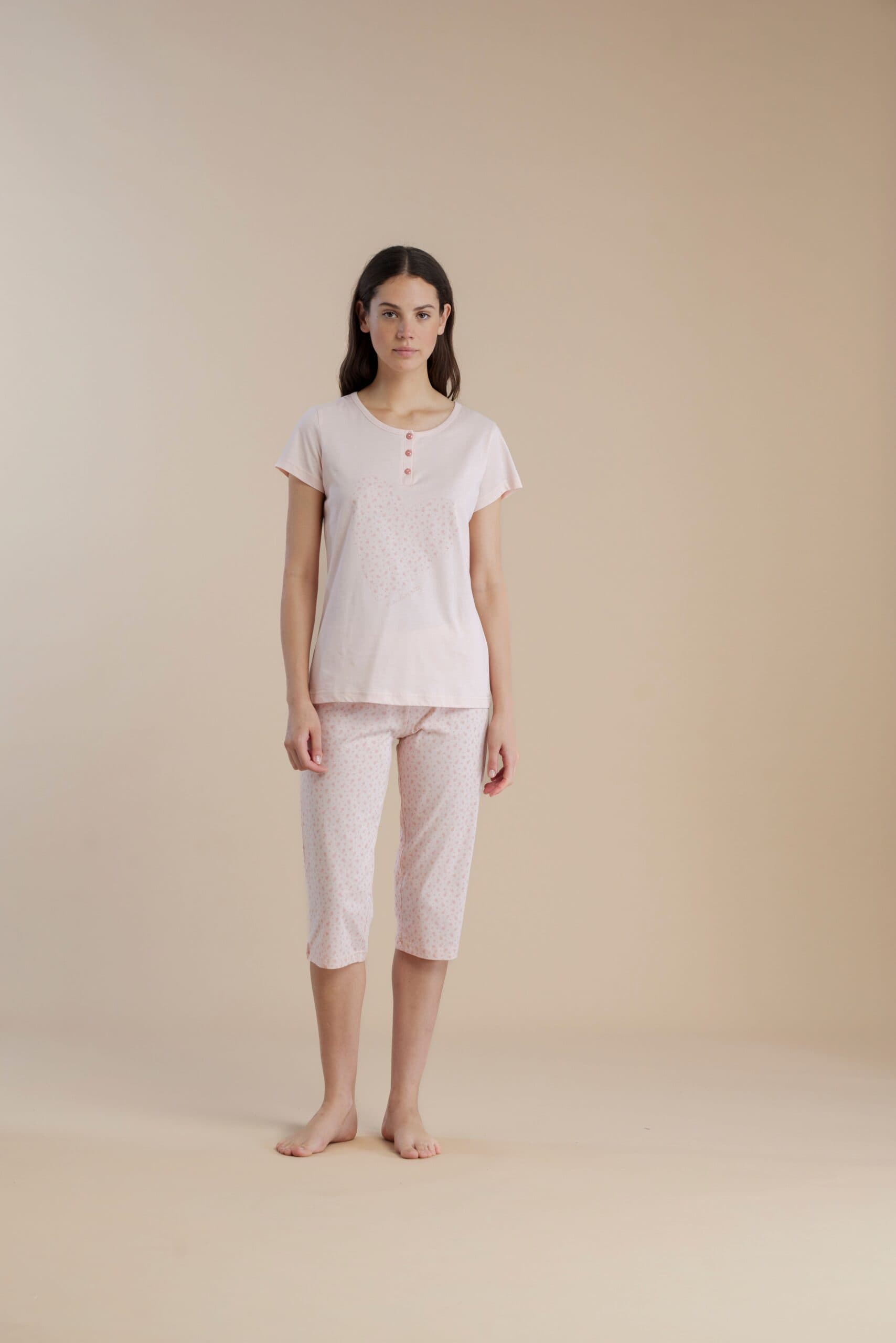 Pigiama donna mezza manica pinocchietto 100% cotone – Noi di notte 9041 - 3