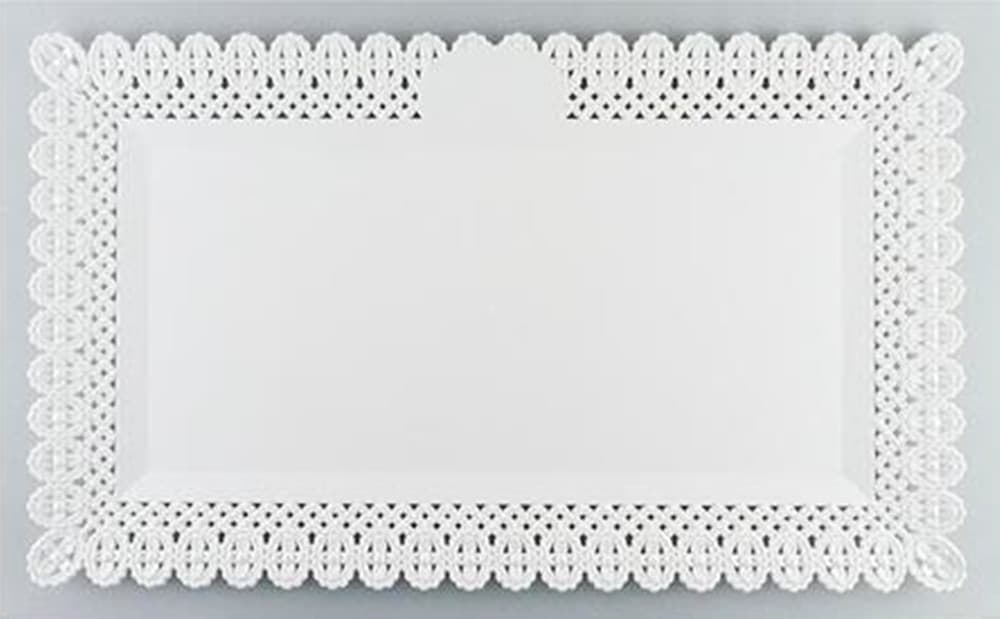 SET 2PZ VASSOIO TRAMA TRINATO BIANCO 30X17CM RETTANGOLARE PIATTO SOTTO DOLCI TRASPORTO - 3