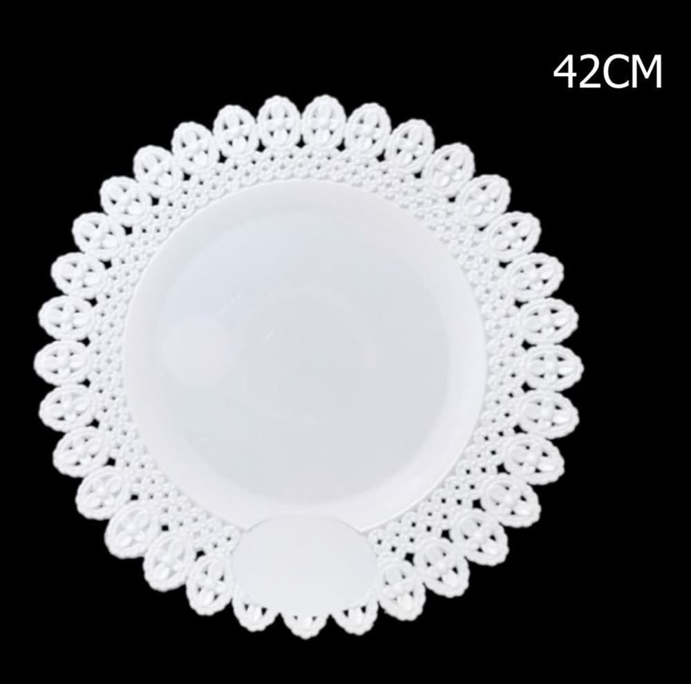 VASSOIO TRAMA TRINATO BIANCO 42 CM ROTONDO PIATTO SOTTO DOLCI ANTIPASTI TRASPORTO - 2