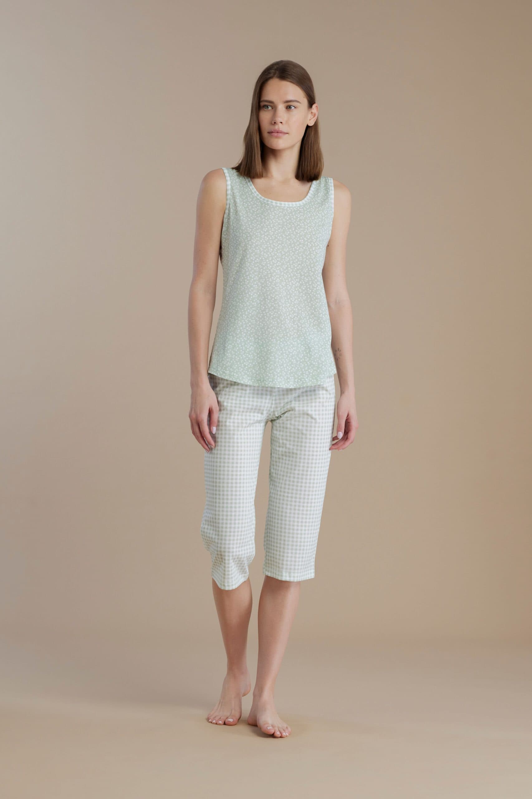 Pigiama donna spalla larga pinocchietto 100% cotone – Noi di notte 9051 - 3