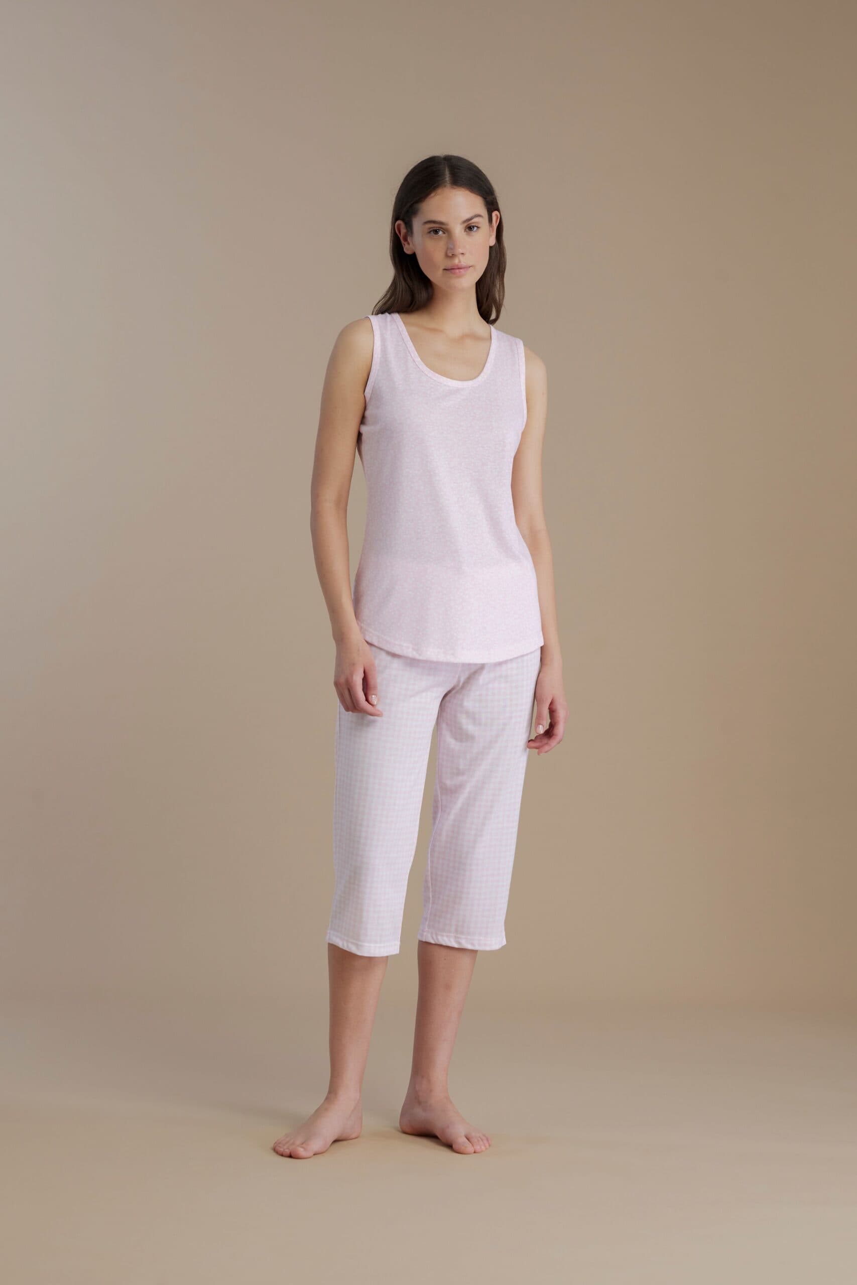 Pigiama donna spalla larga pinocchietto 100% cotone – Noi di notte 9051 - 4