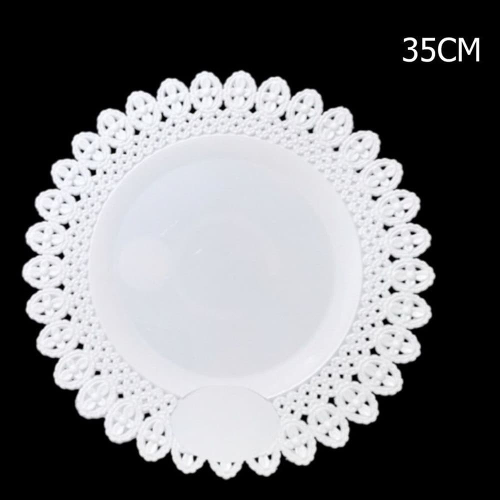 VASSOIO TRAMA TRINATO BIANCO 35 CM ROTONDO PIATTO SOTTO DOLCI ANTIPASTI TRASPORTO - 2