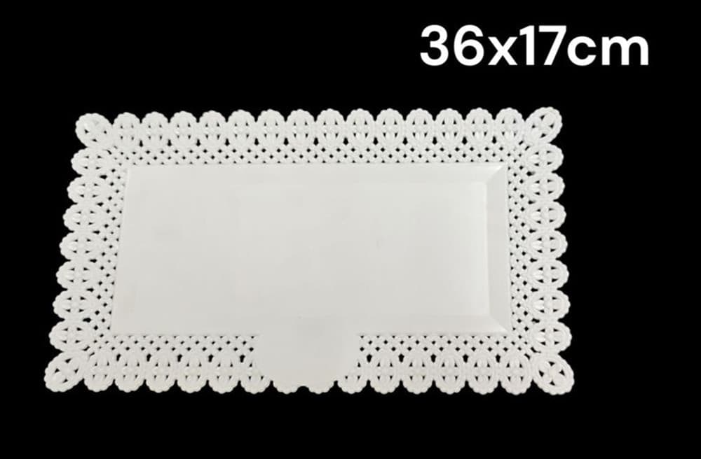 SET 2PZ VASSOIO TRAMA TRINATO BIANCO 36X17CM RETTANGOLARE PIATTO SOTTO DOLCI TRASPORTO - 3