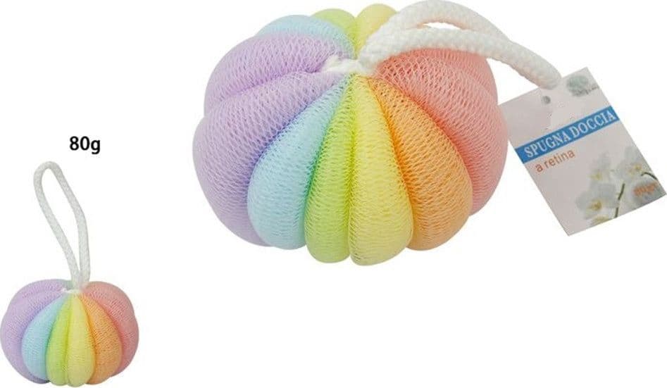 SET 2 PZ SPUGNA DOCCIA A RETINA PER BAGNO RETE ESFOLIANTE CORPO ARCOLBALENO 79309 - 2