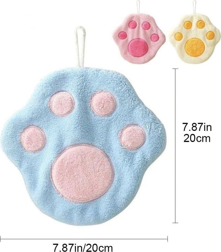 ASCIUGAMANO MORBIDO CON IMPRONTA GATTO DA APPENDERE BAGNO BAMBINI PULIZIA CASA 10777 - 14