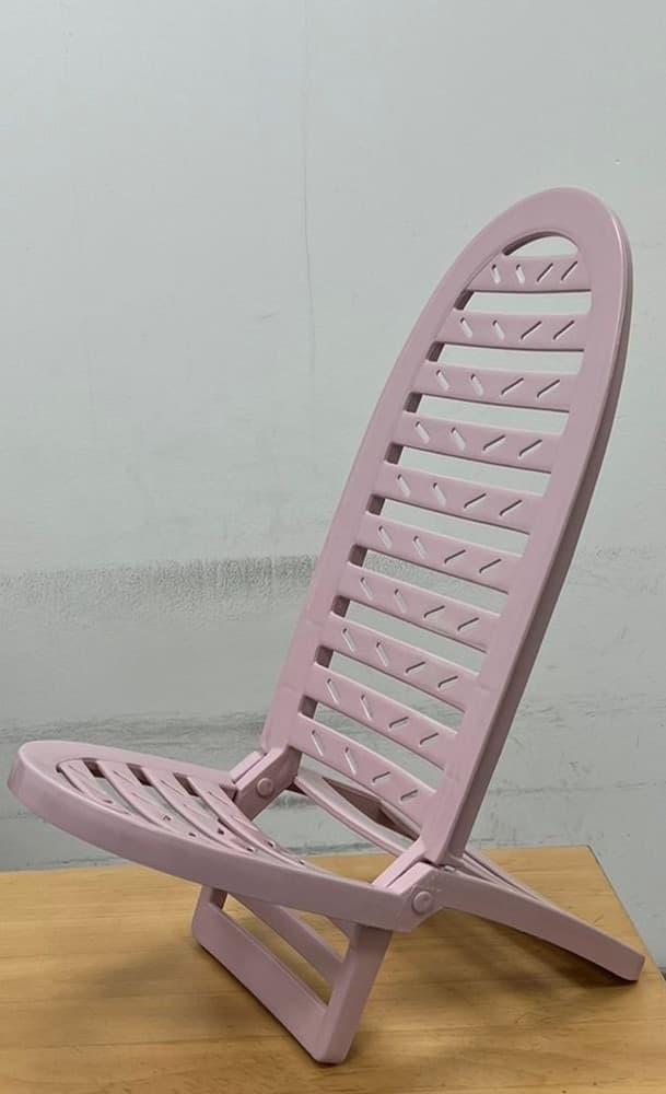 SET 2PZ SPIAGGINA PIEGHEVOLE ROSA CIPRIA IN PLASTICA 40X40X86CM MARE PISCINA 023509 - 2