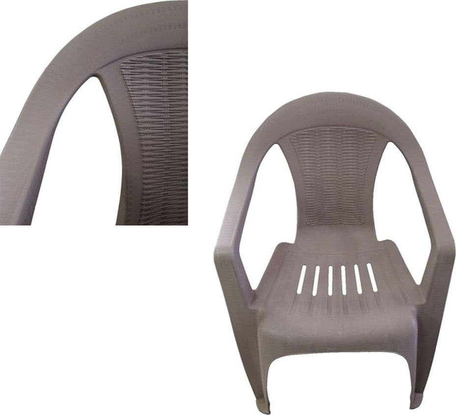 SET 3PZ SEDIA IN PLASTICA CON BRACCIOLI TORTORA MONOBLOCCO IMPILABILE 53X43X78CM 035969 - 2