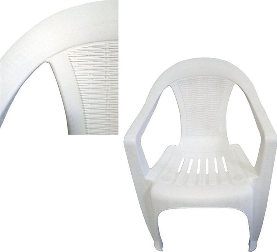 SET 2PZ SEDIA BIANCA IN PLASTICA MONOBLOCCO IMPILABILE CON BRACCIOLI 53X43X78CM 007359 - 3