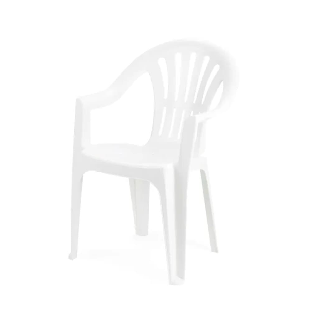 SET 2PZ SEDIA MONOBLOCCO IN PLASTICA SCHIENALE ALTO CON BRACCIOLI BIANCO GIARDINO 008938 - 3