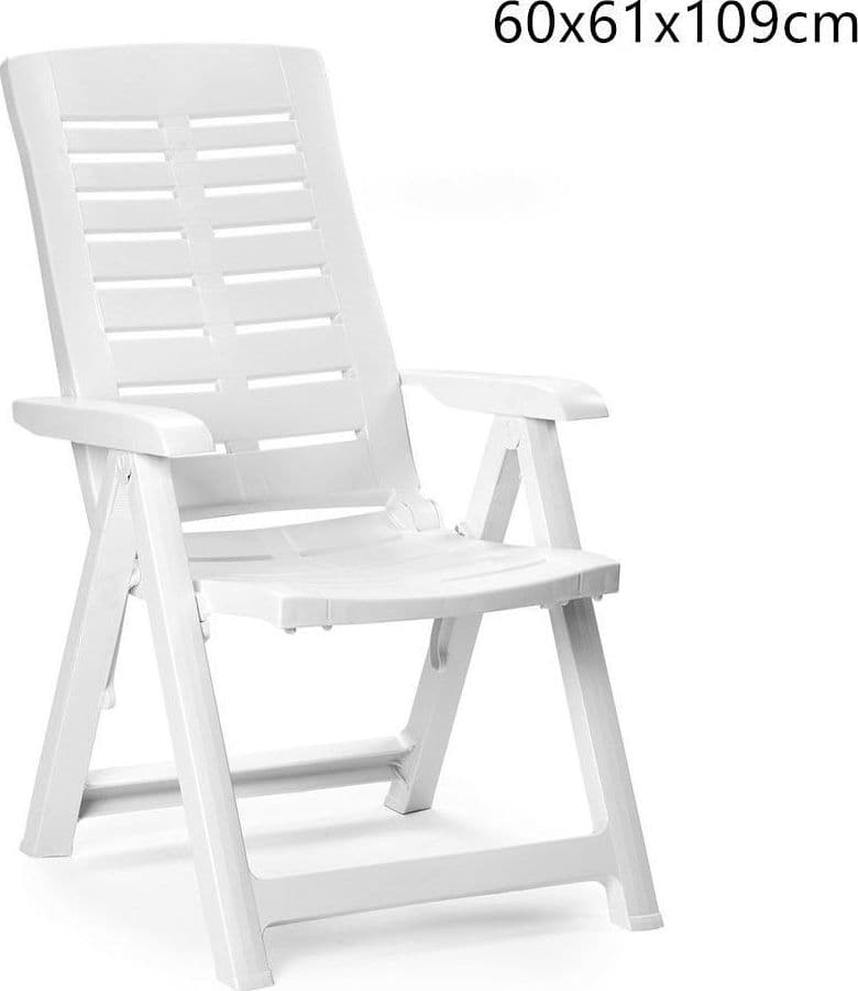 POLTRONA PIEGHEVOLE DA GIARDINO CON SCHENALE REGOLABILE COMODI BRACCIOLI BIANCA 008939 - 6
