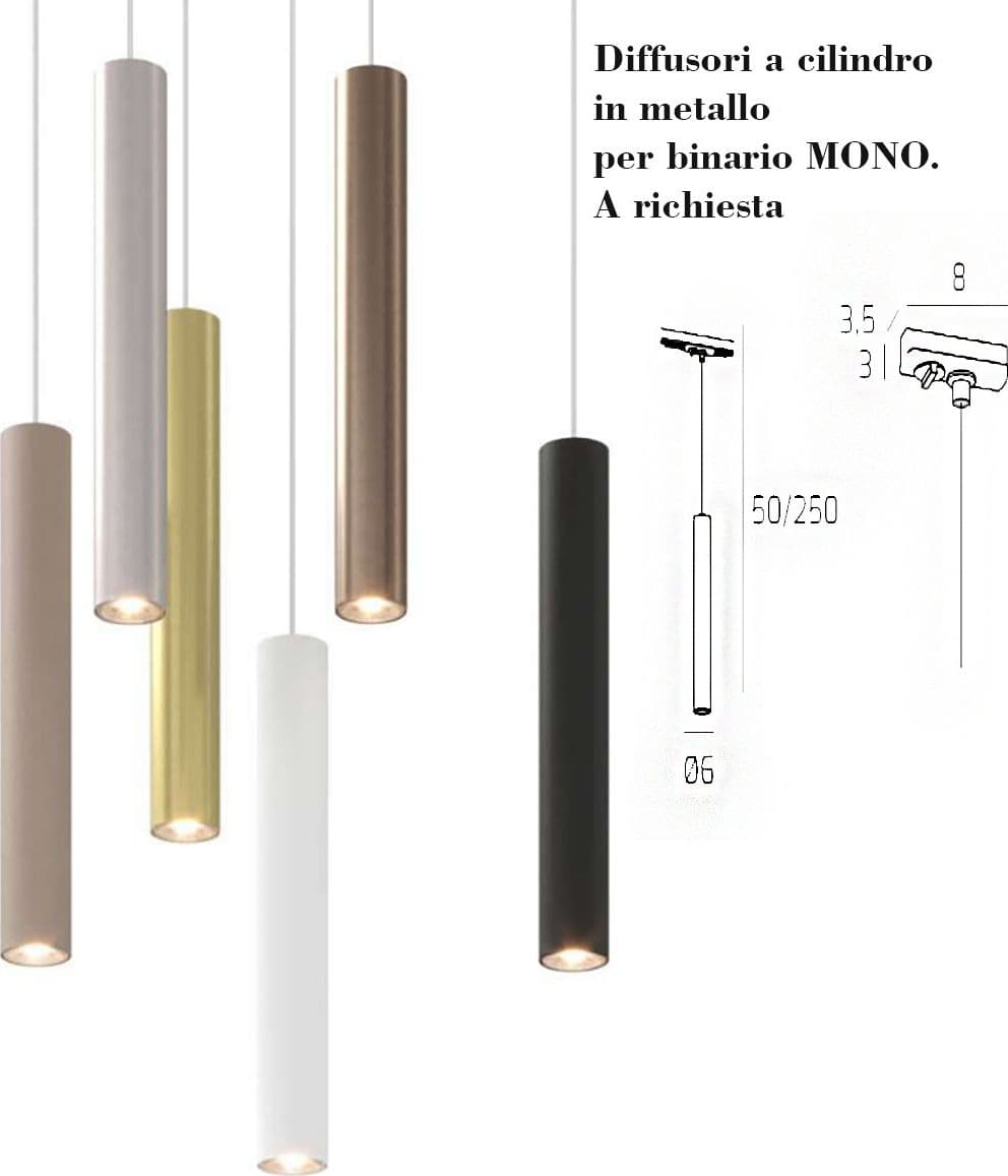 Binario Top Light MONO 1203 S1OT+YARI OR 300 N GU10 LED lampada soffitto faretti orientabili moderno - 13