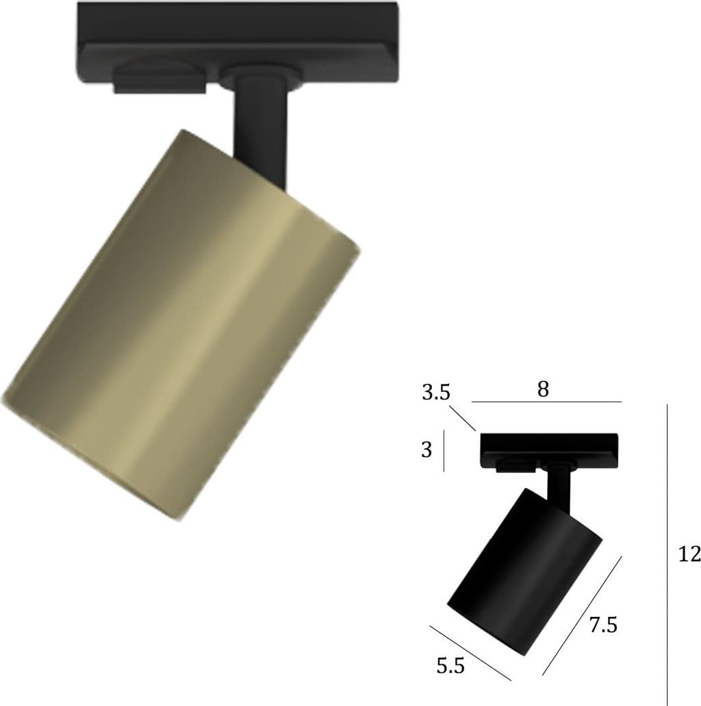 Binario Top Light MONO 1203 S1OT+YARI OR 300 N GU10 LED lampada soffitto faretti orientabili moderno - 8