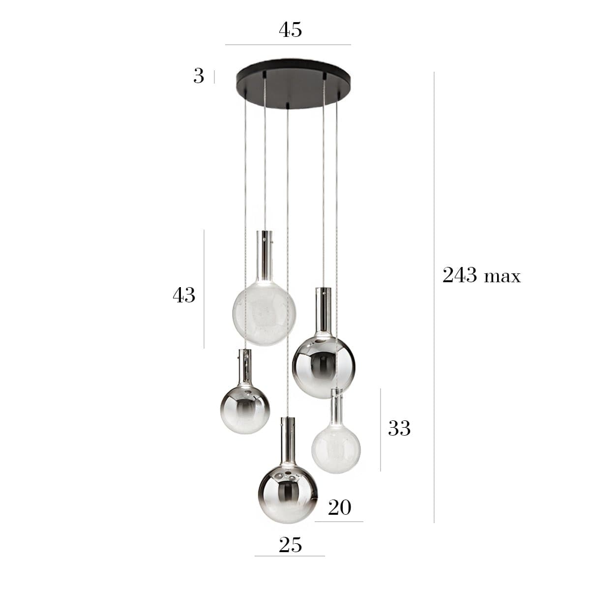 Lampadario moderno Perenz AMPOLLA 8310 8312 8032N LED 31W 3000K 2300LM vetro borosilicato sfumato - 4