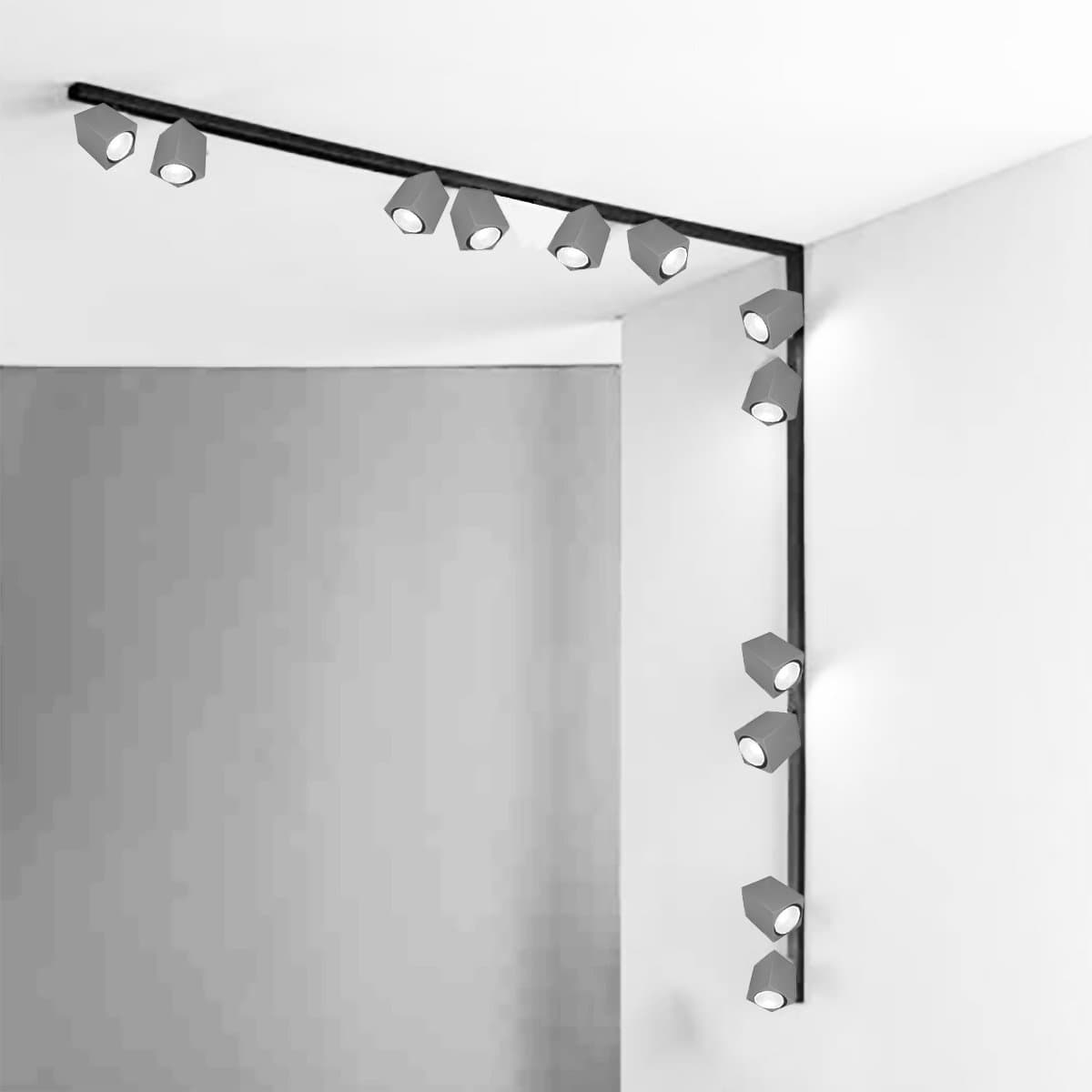Binario faretti Perenz SNODO 8292N 8290N 8294 GU10 LED sistema modulare angolare interno spot quadrato orientabili - 22