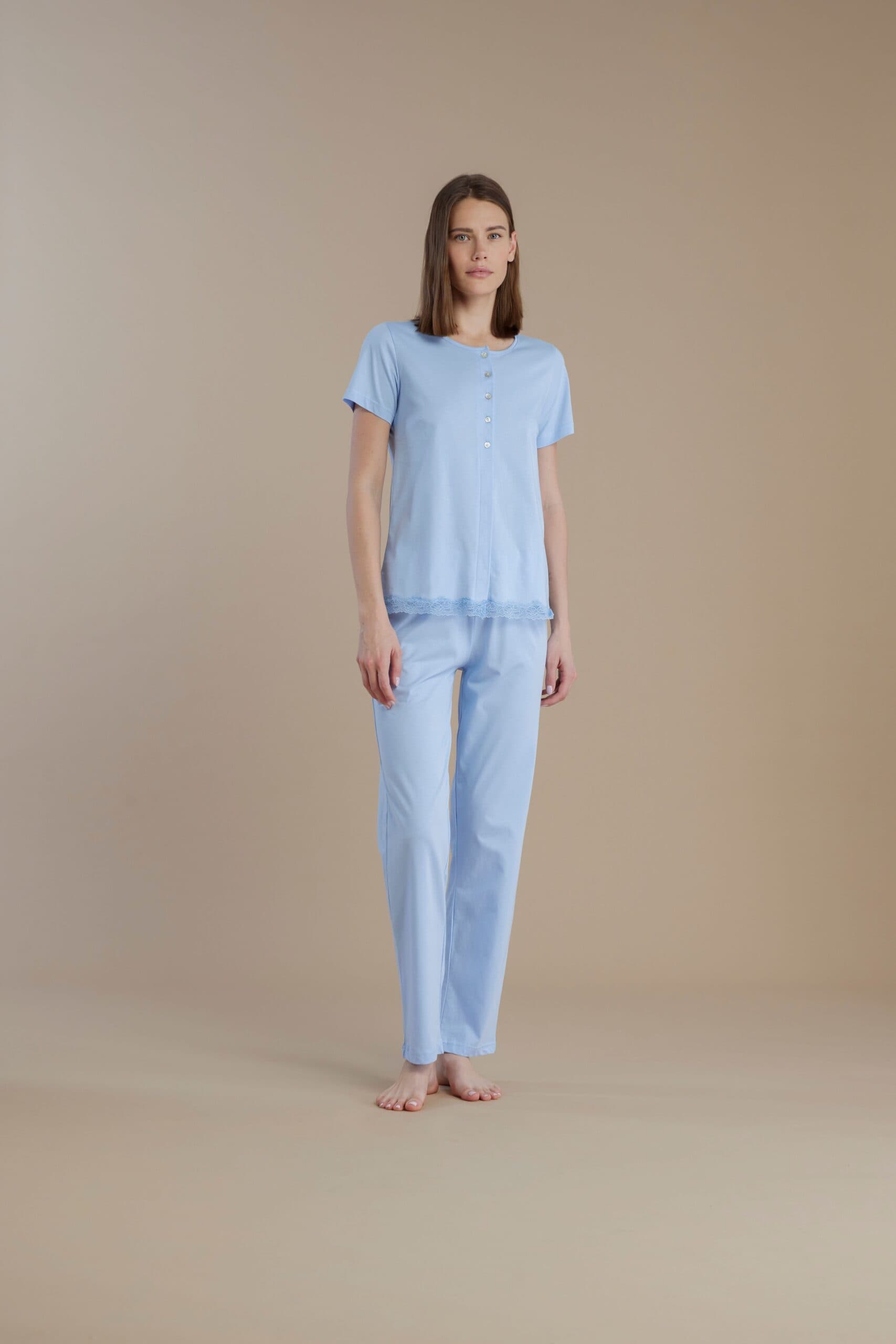 Pigiama donna mezza manica pantalone lungo  100% cotone – Noi di notte 9116/17 - 2