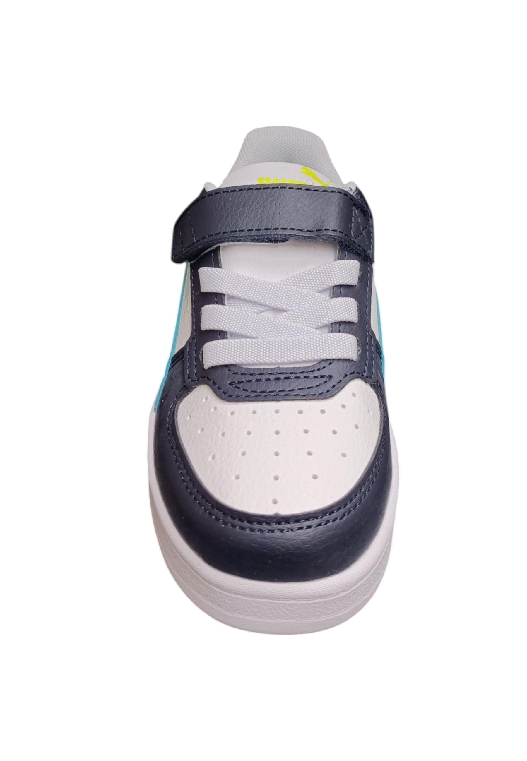 Scarpe sneakers Bambini e ragazzi PUMA CAVEN  bianco-azzurro-nero-giallo laccio elastico e velcro in Sneaker casual Scarpetteria Gica - Trani, commercioVirtuoso.it