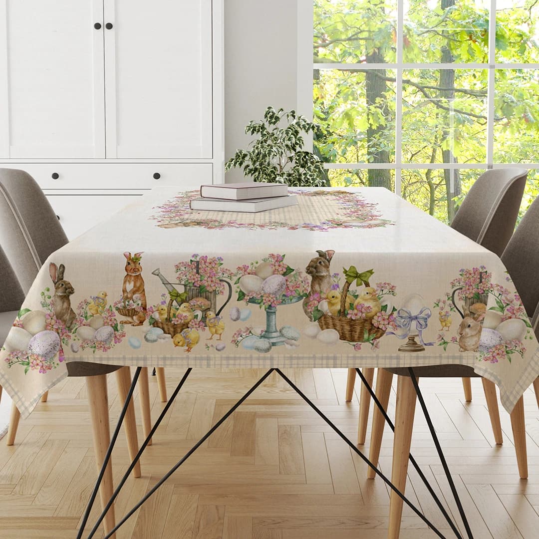 Tovaglia pasquale in puro cotone mod. tiffany 3 12 posti – Vingi - 2