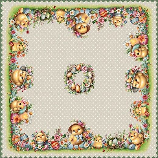 Centrotavola pasquale in gobelin 100×100 cm – Dis. Pasqua 2 Vingi