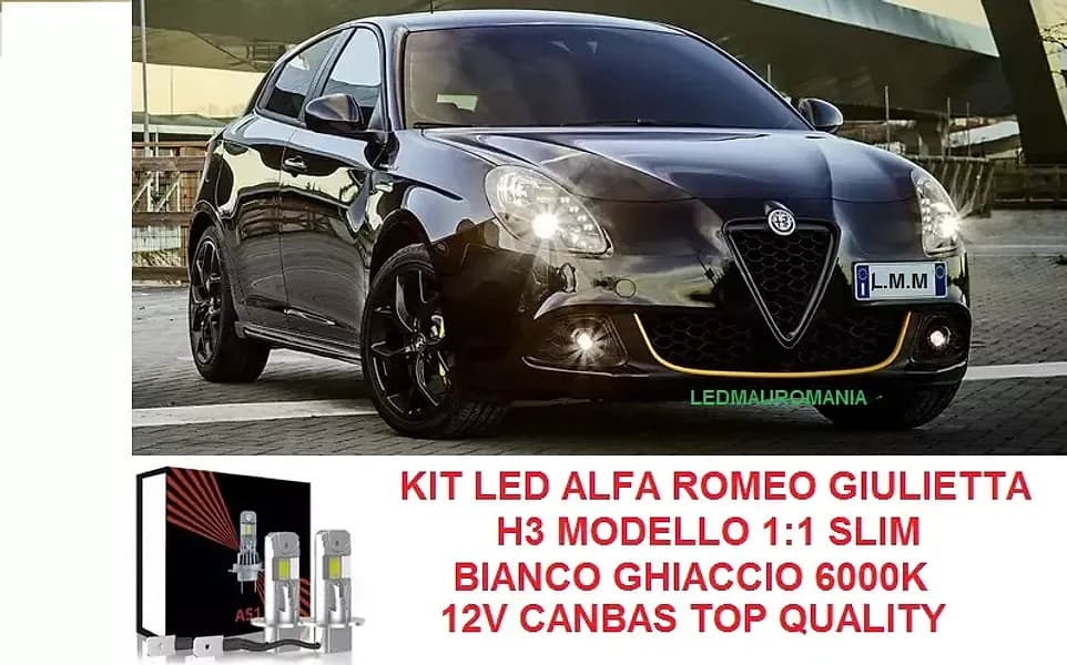 Kit Fendinebbia LED H3 28W per Alfa Romeo Giulietta 12V Canbus Bianco 6000K Slim