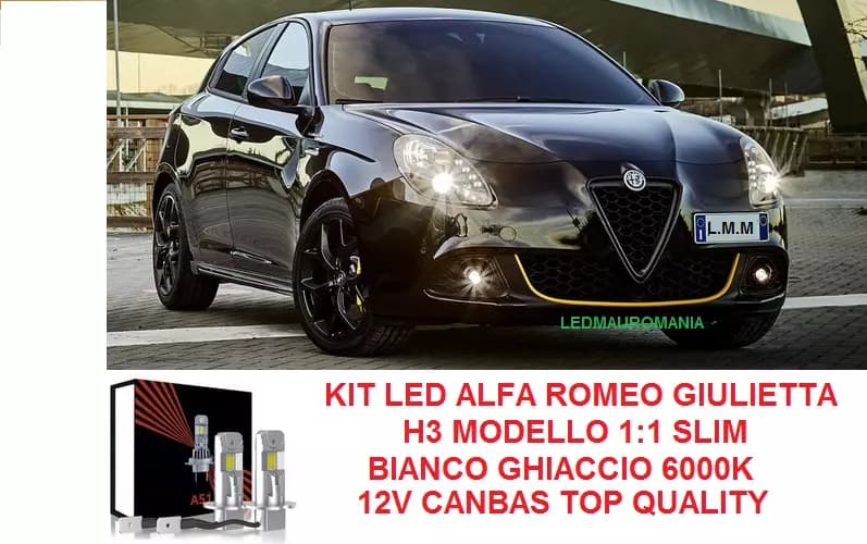 Kit Fendinebbia LED H3 28W per Alfa Romeo Giulietta 12V Canbus Bianco 6000K Slim - 3