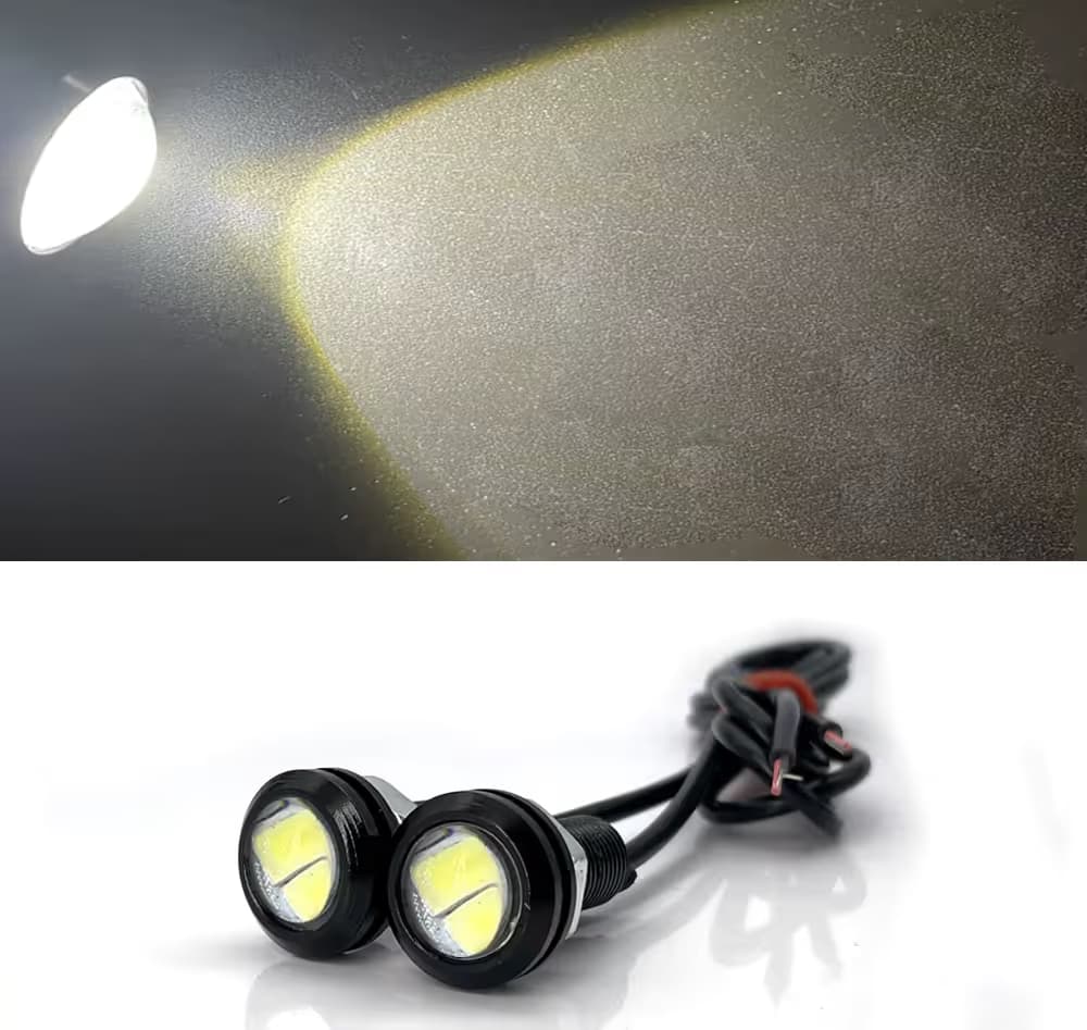 Luci Led Diurne Retromarcia Eagle Eyes bianco ghiaccio 6000K 12V occhi di gatto DRL - 3