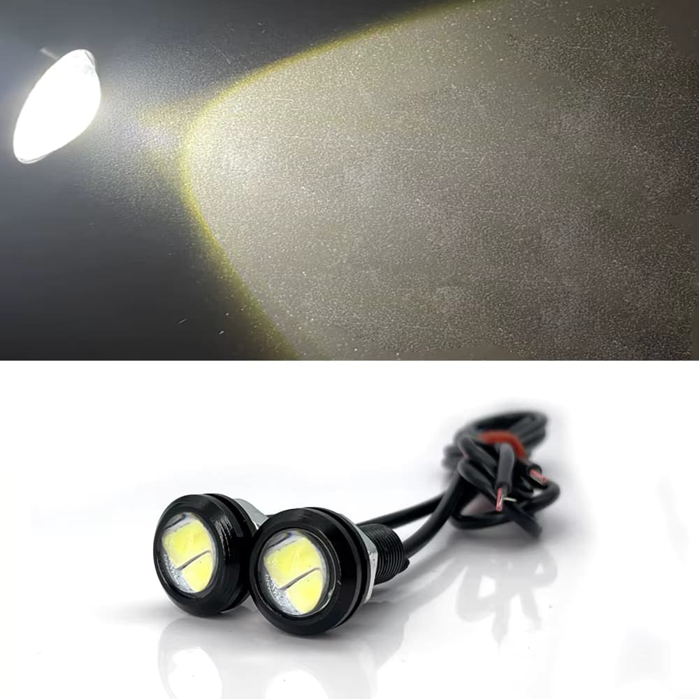 Luci Led Diurne Retromarcia Eagle Eyes bianco ghiaccio 6000K 12V occhi di gatto DRL - 3