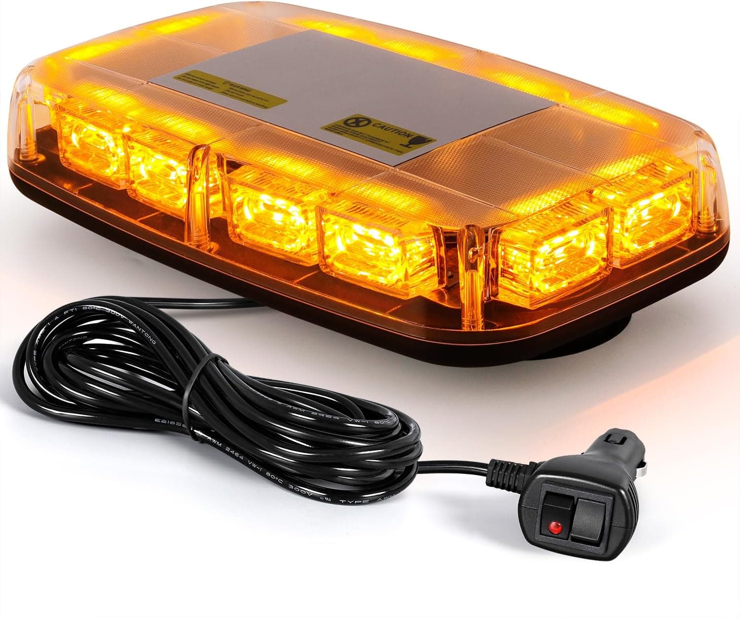 BARRA LAMPEGGIANTE STROBO 48LED 12-24V BASE MAGNETICA GIALLO EMERGENZA SOCCORSO 16 GIOCHI DI LUCE - 9
