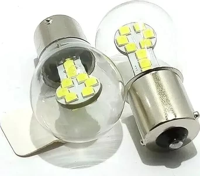 Lampada Led BA15S 1156 P21W Stop Posizione Auto 12V Vetro BIANCO FREDDO 12 SMD 3030