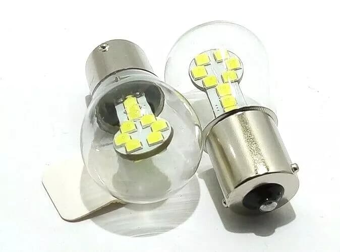 Lampada Led BA15S 1156 P21W Stop Posizione Auto 12V Vetro BIANCO FREDDO 12 SMD 3030 - 2