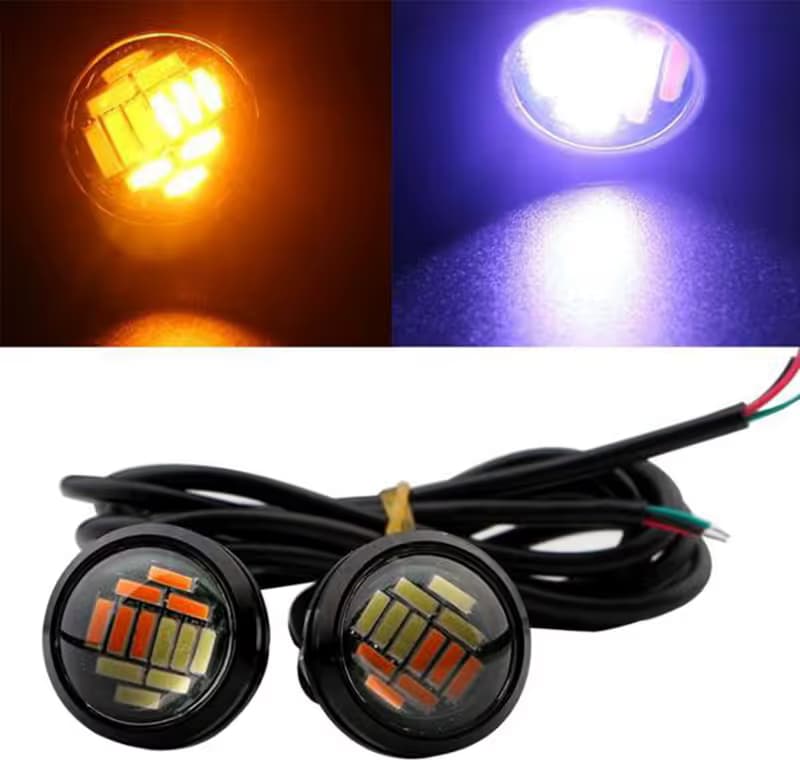 Eagle Eye Doppio Colore Bianco Giallo Luci Diurne E Freccia Auto Moto Ultra Slim 3W LED 4014 12V