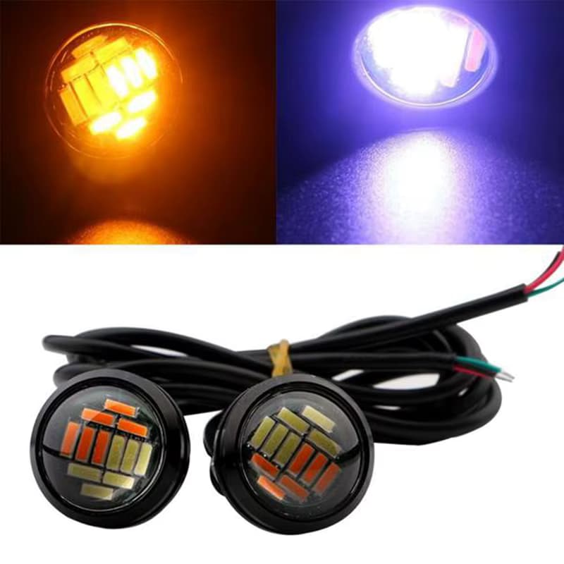Eagle Eye Doppio Colore Bianco Giallo Luci Diurne E Freccia Auto Moto Ultra Slim 3W LED 4014 12V - 2