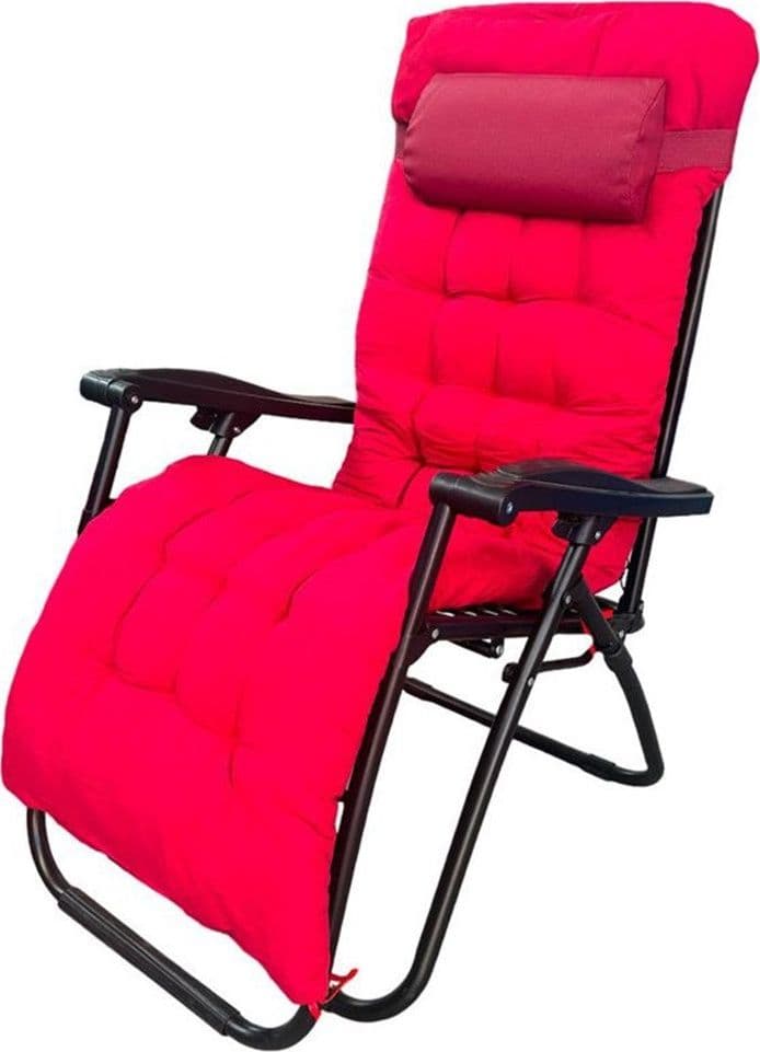 SDRAIO CON CUSCINO IMBOTTITO ROSSO IN TEXTILENE POLTRONA RELAX TERRAZZO GIARDINO 483006