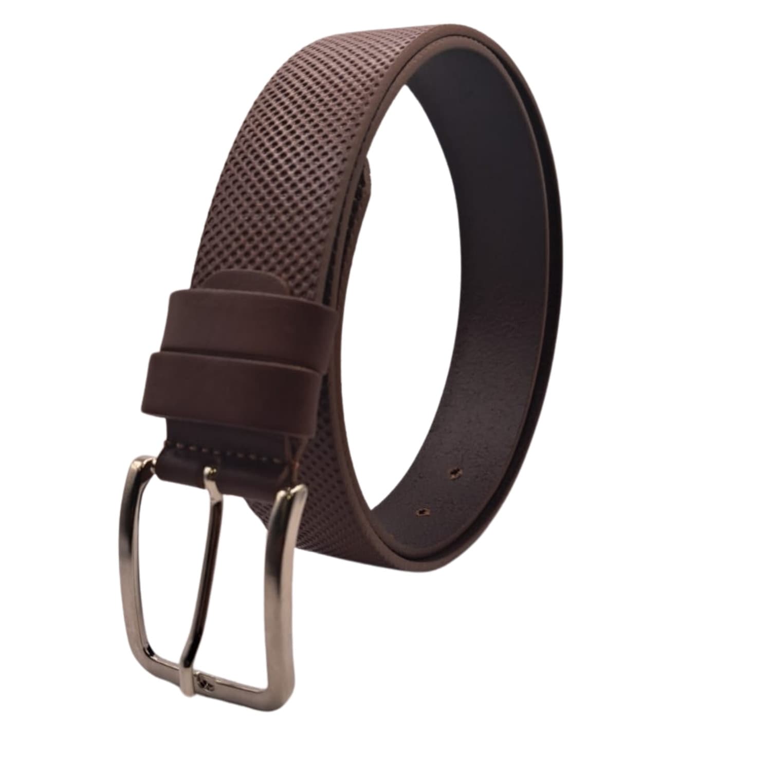 Cintura Cinta Uomo In Vera Pelle Made in Italy Cuoio Casual Classica Regolabile Marrone Tramata EcoPrice® - 3