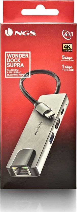 NGS HUB USB-C 4 Porte RJ45 Hdmi Usb-c Usb 3.0 Alluminio - 5