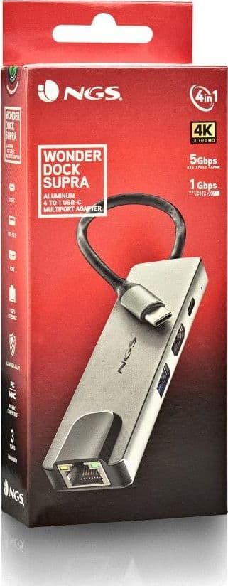 NGS HUB USB-C 4 Porte RJ45 Hdmi Usb-c Usb 3.0 Alluminio - 6