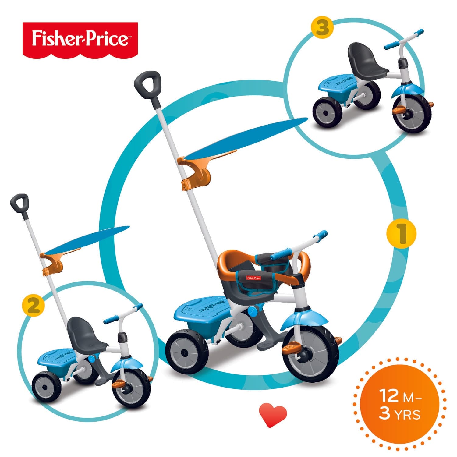 Triciclo Jolly Plus Azzurro Arancio Fisher Price in Tricicli La Casa Del Bebè - Napoli, commercioVirtuoso.it