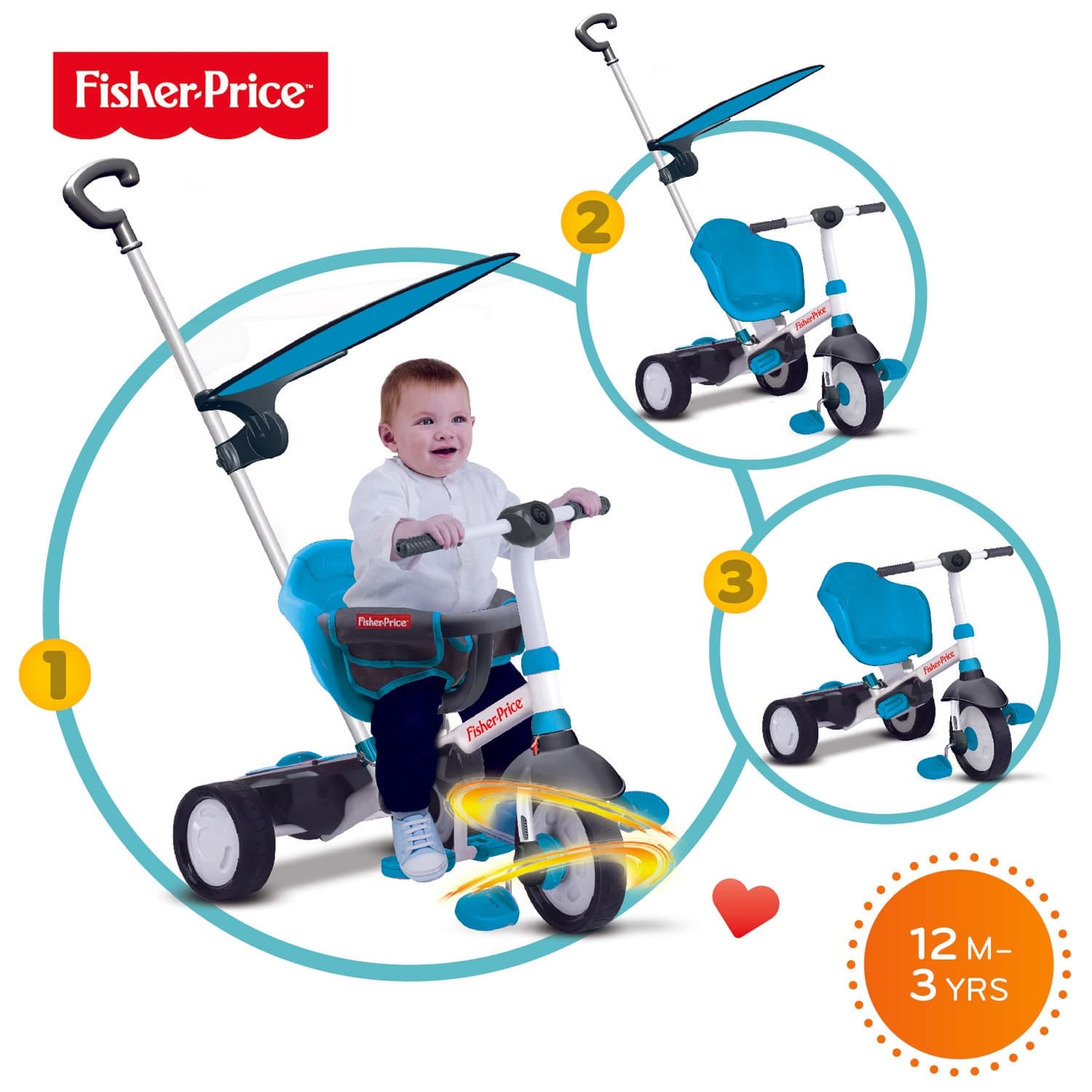 Triciclo Charm Plus Azzurro Fisher Price
