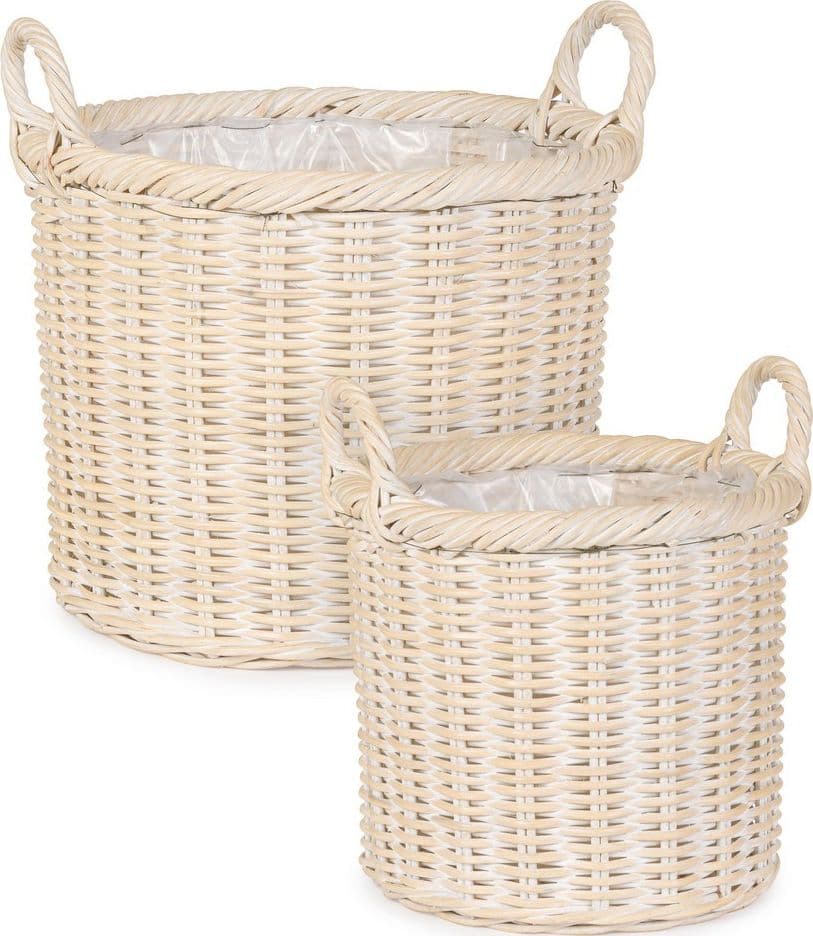 Ceste "Randy" in rattan finitura sbiancata da esterno set da 2 in Vasi pensili Decor Space - Altamura, commercioVirtuoso.it