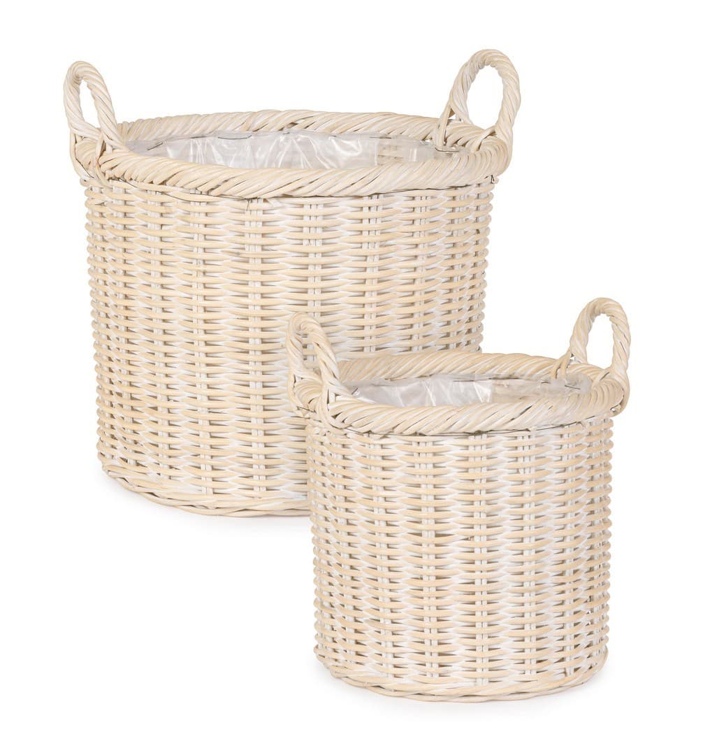Ceste "Randy" in rattan finitura sbiancata da esterno set da 2 in Vasi pensili Decor Space - Altamura, commercioVirtuoso.it