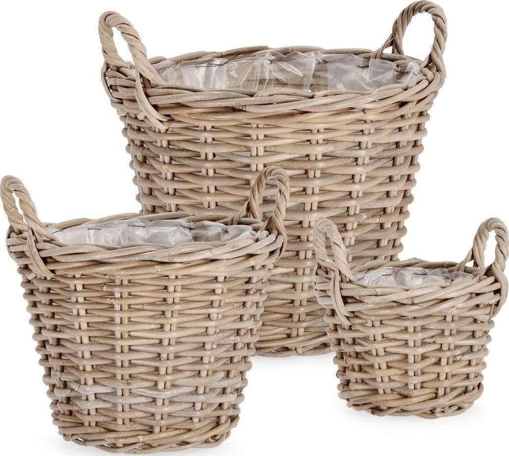 Ceste "Randy" in rattan kubu rivestimento interno in nylon da esterno set da 3 in Cestini da scaffale Decor Space - Altamura, commercioVirtuoso.it