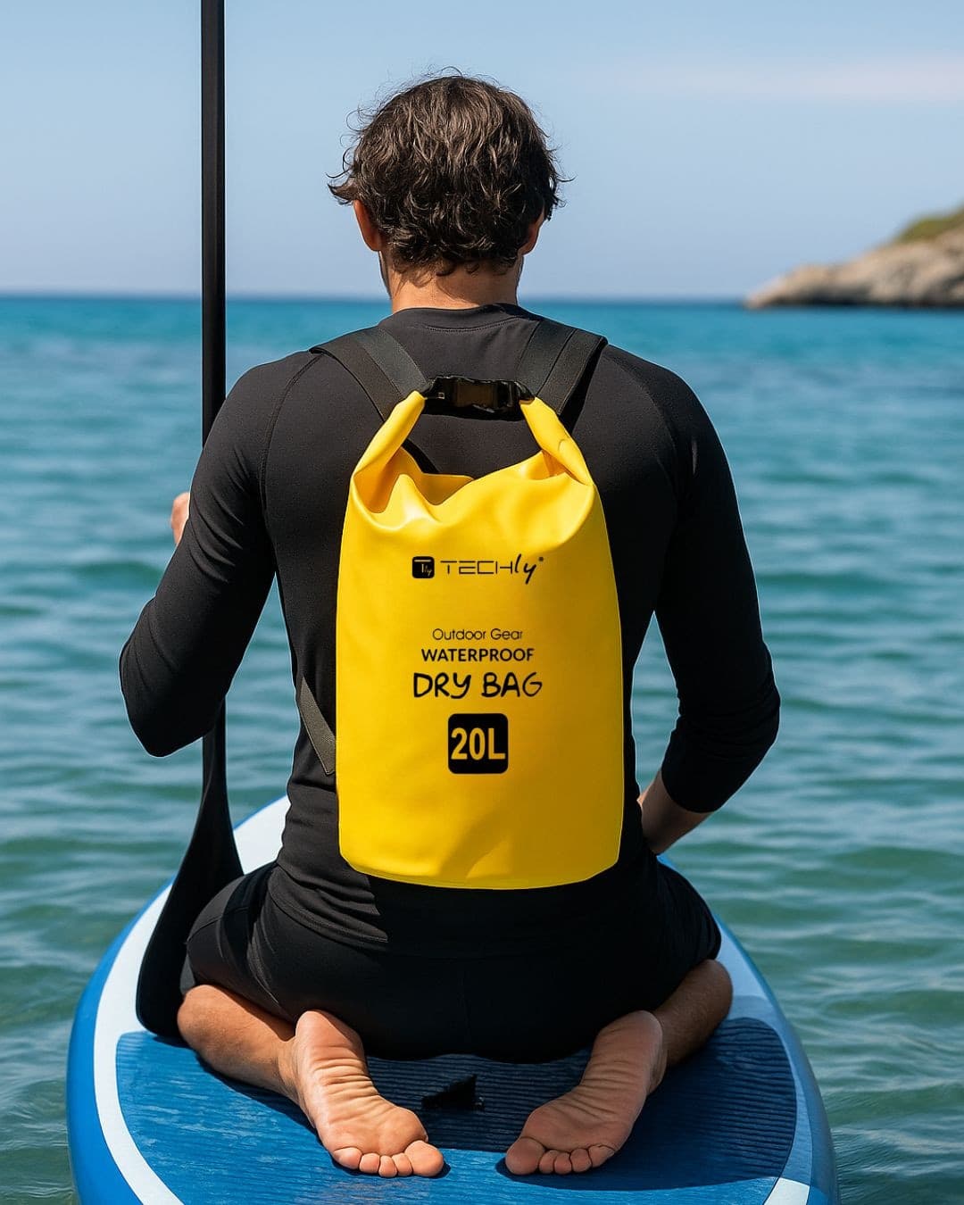 Sacca Impermeabile 20L Dry Bag con Tracolla Regolabile Giallo - 11