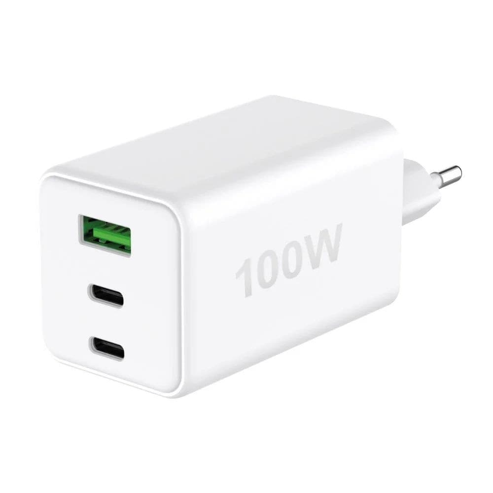 Caricatore Alimentatore GaN 100W 2x USB-C&trade 1x USB-A Power Delivery Fast Charger Bianco - 10