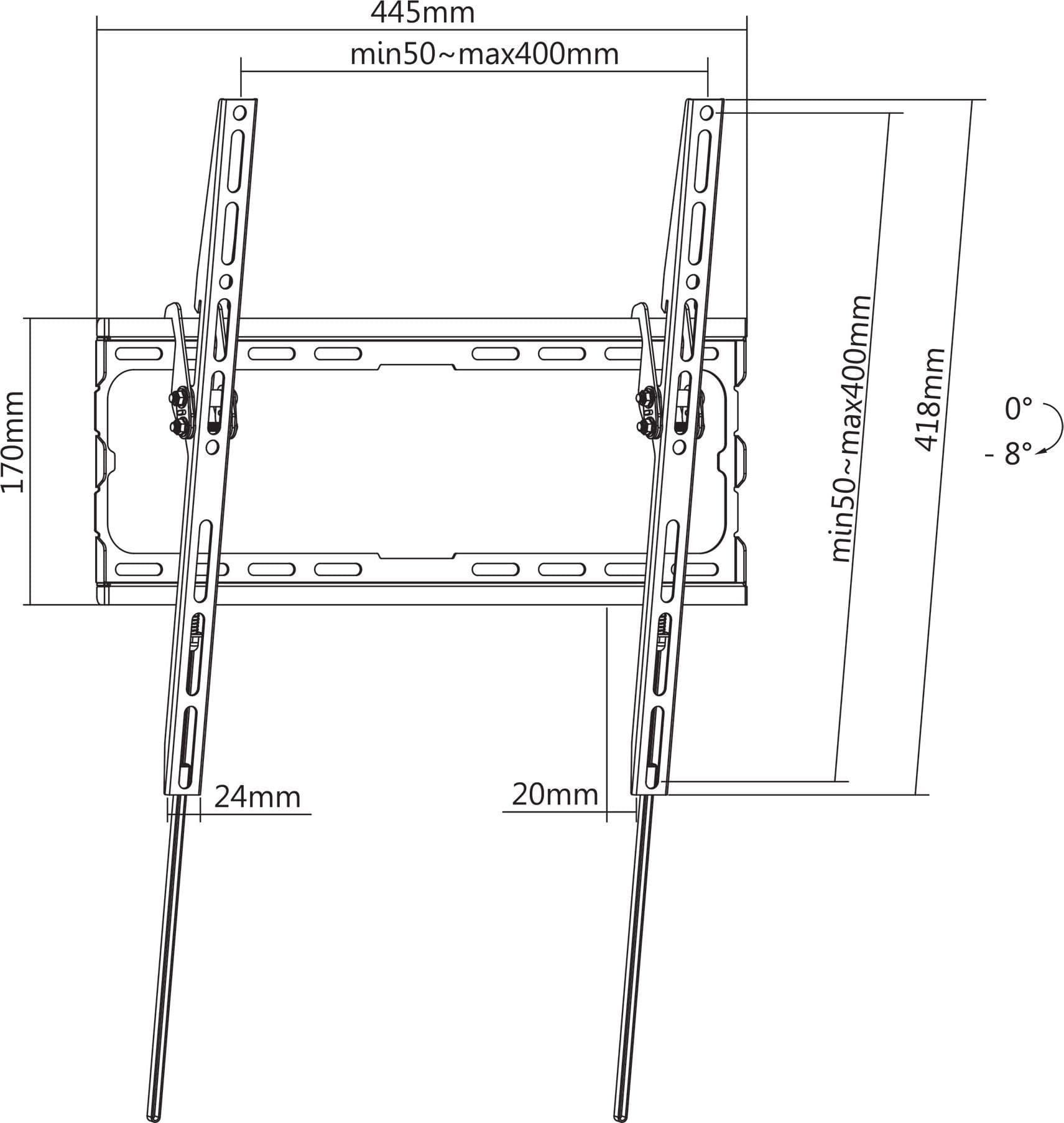 Supporto a Muro Inclinabile per TV LED 32-70'' a Basso Profilo - 9