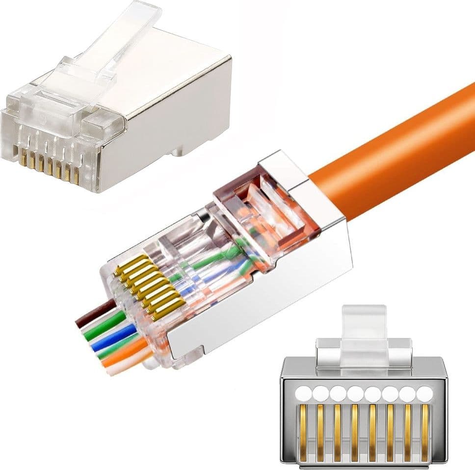 Confezione 100 Plug modulari RJ45 Passanti Cat6 STP - 6