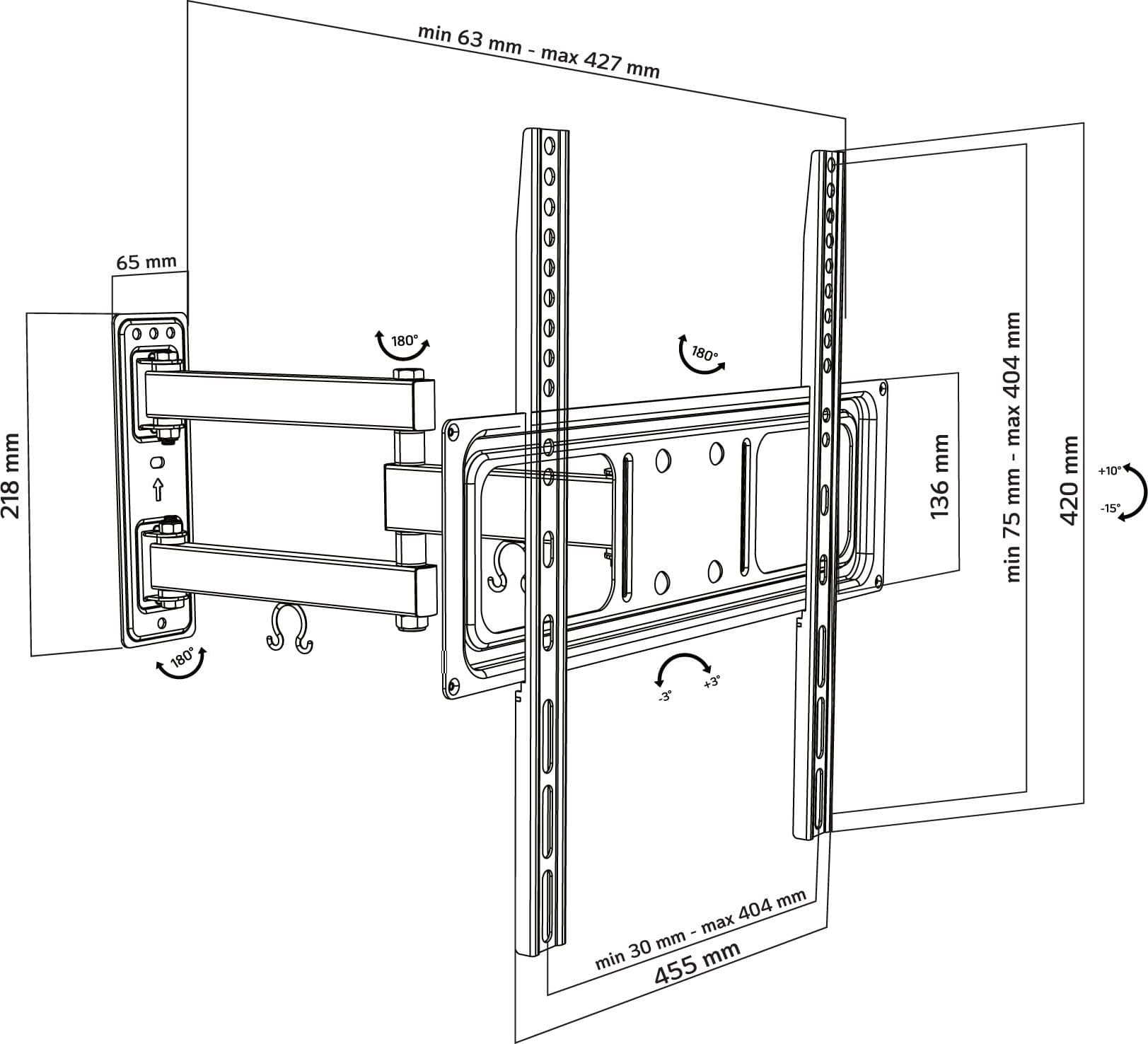 Supporto a Muro per TV LED LCD 32-55'' Full-Motion - 16
