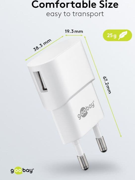 Caricatore USB 1A 5W Compatto Spina Europea Bianco - 8