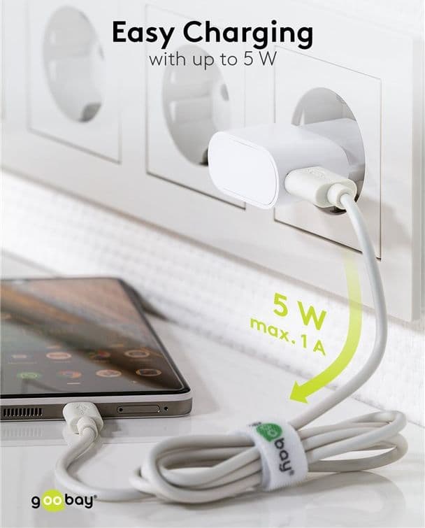 Caricatore USB 1A 5W Compatto Spina Europea Bianco - 10
