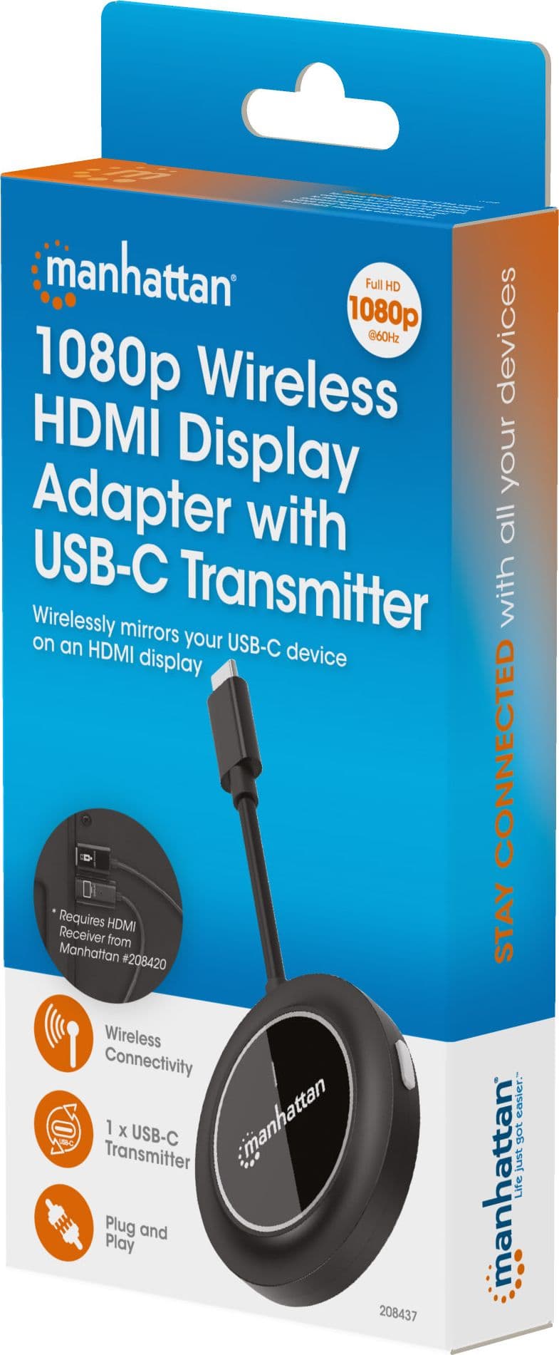 Adattatore Wireless HDMI 1080p con Trasmettitore USB-C&trade per IDATA USBC-1080WL - 15